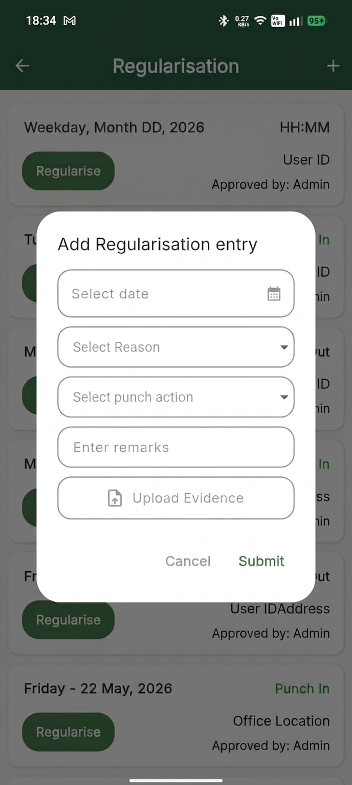 Ander Baher app screenshot — Add regularisation