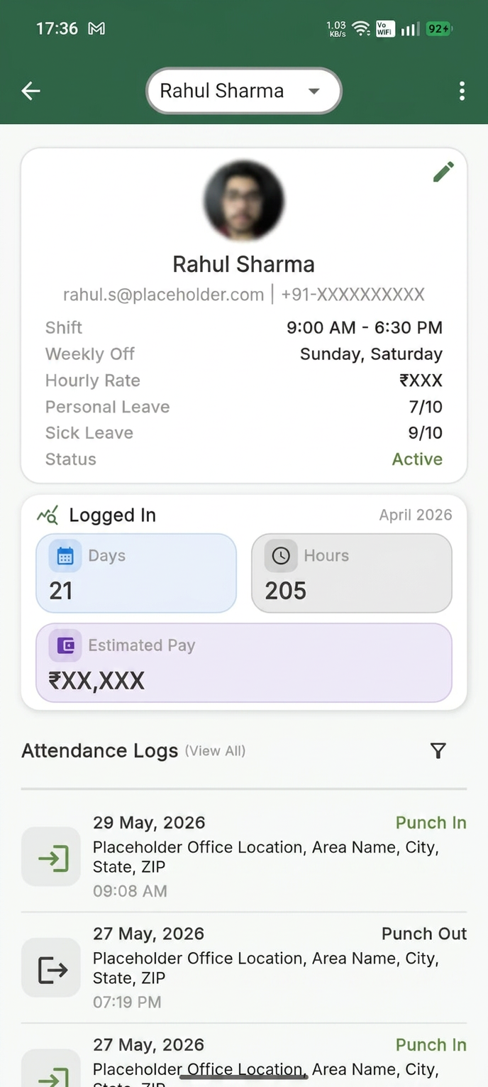 Ander Baher app screenshot — Member view