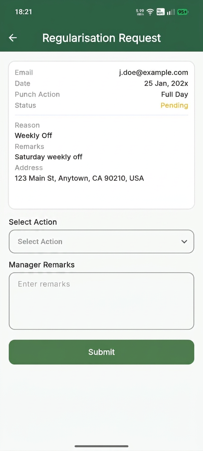 Ander Baher app screenshot — Approve regularisations